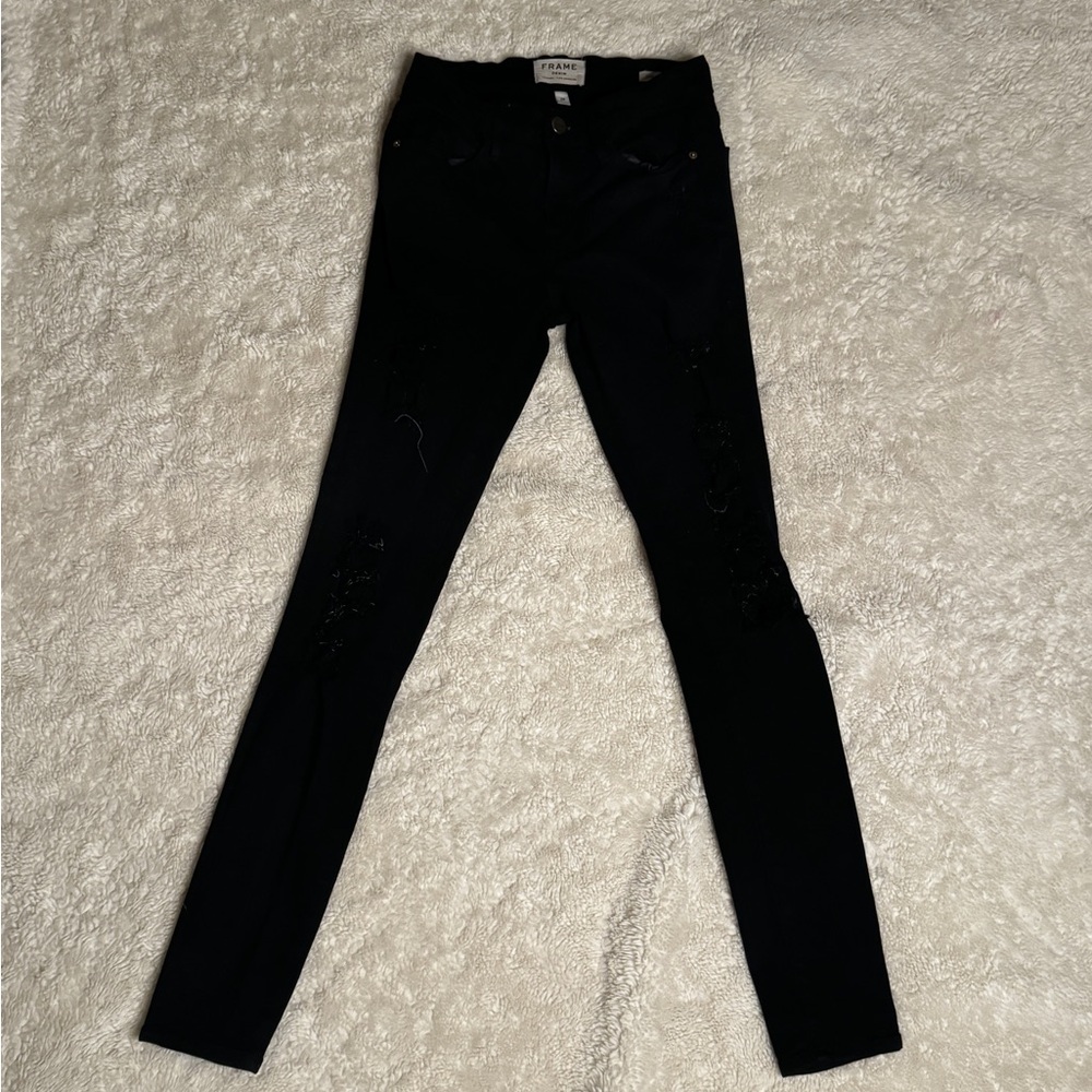 Frame Denim Black Skinny Jeans Sleek Fit